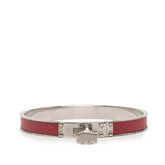 エルメス ケリー カデナ モチーフ バングル シルバー レッド メタル レザー レディース HERMES 【中古】